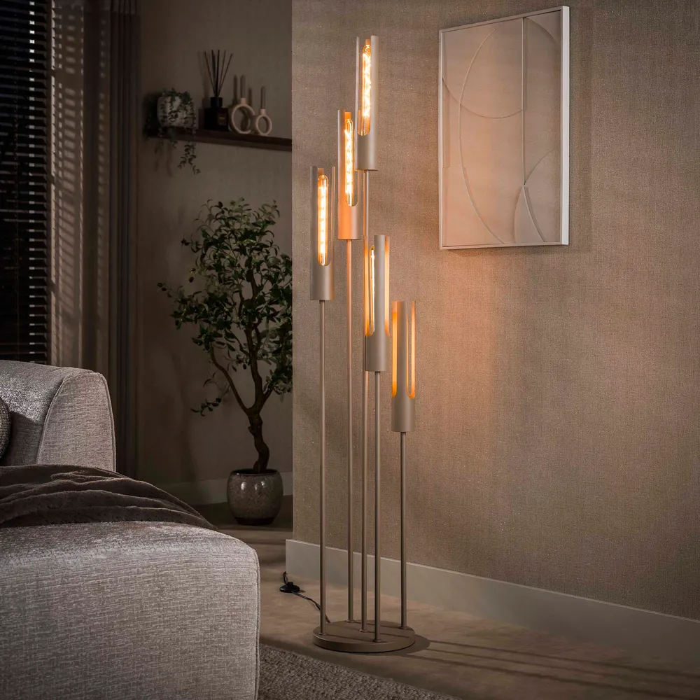Vloerlamp Lumen - 5-lichts - Beige - Metaal - 176 cm Vloerlampen