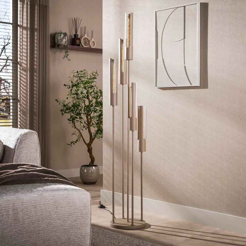 Vloerlamp Lumen - 5-lichts - Beige - Metaal - 176 cm Vloerlampen