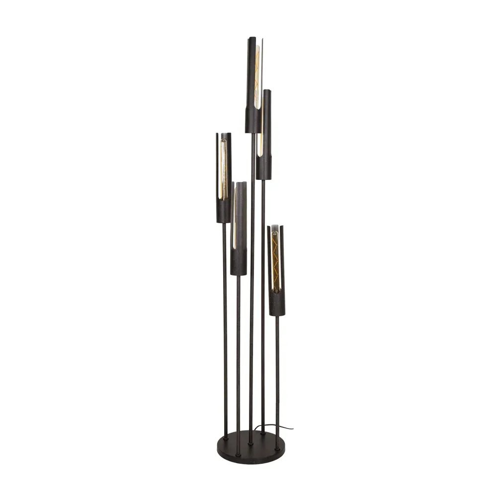 Vloerlamp Lumen - 5-lichts - Zwart - Metaal - 176 cm Vloerlampen