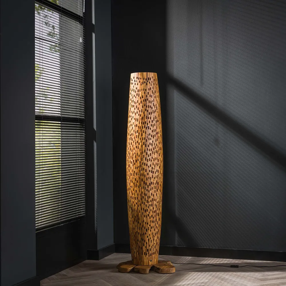 Vloerlamp Sage - Bruin - Teakhout - 145 cm Vloerlampen