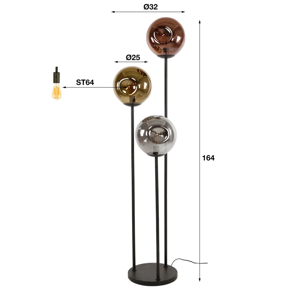 Vloerlamp Sarah - Mix - Glas - 164 cm Vloerlampen