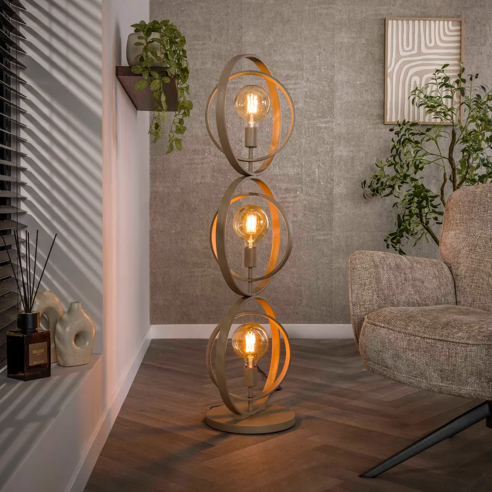 Vloerlamp Sterre - Beige - Metaal - 124 cm Vloerlampen