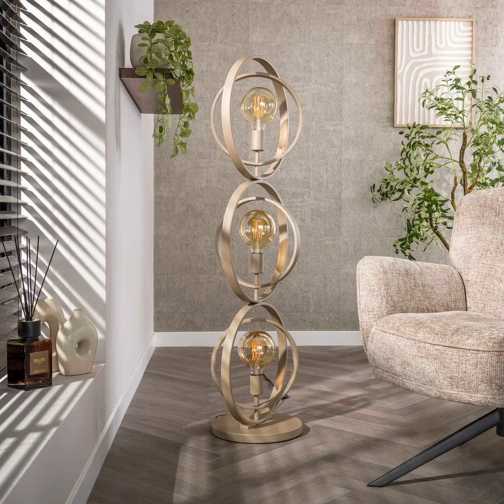 Vloerlamp Sterre - Beige - Metaal - 124 cm Vloerlampen