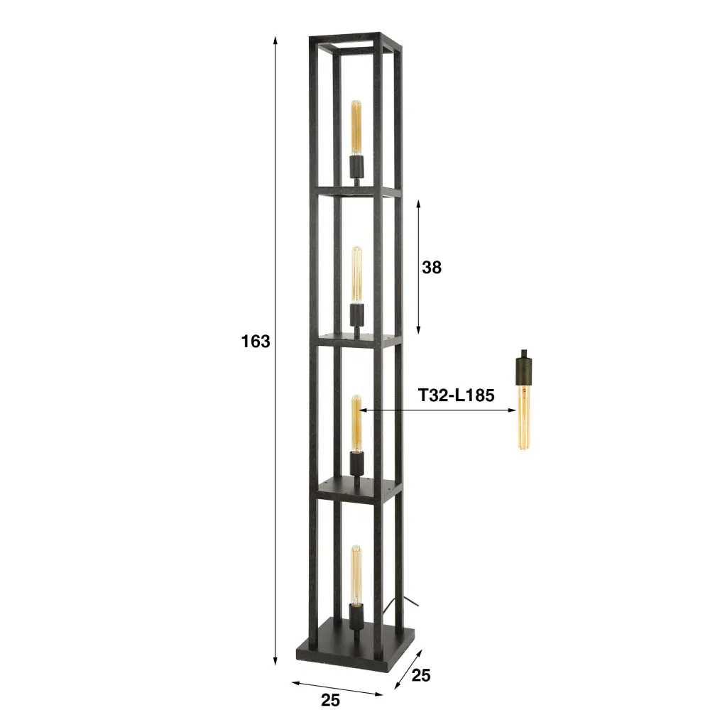 Vloerlamp Torano - 4-lichts - Antraciet - 163 cm Vloerlampen