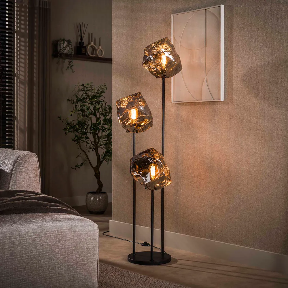 Vloerlamp Zagato - 3-lichts - Chroom - Glas - 165 cm Vloerlampen
