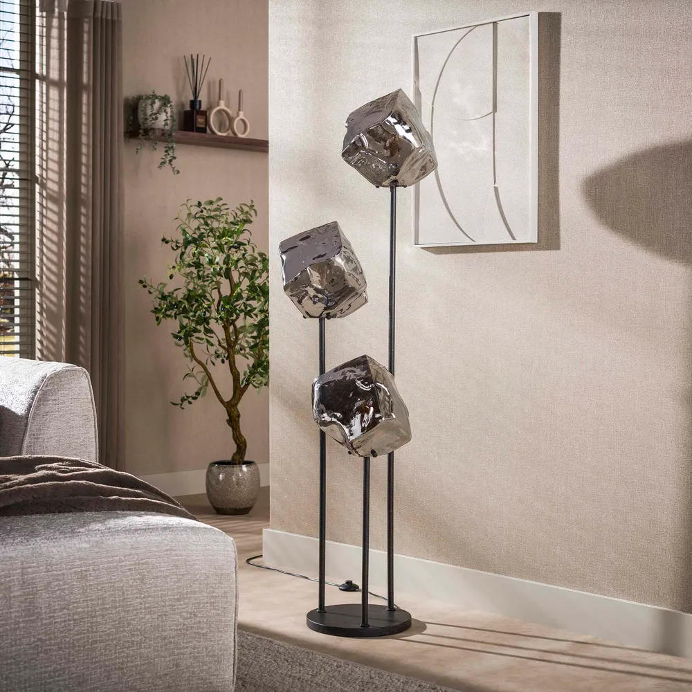 Vloerlamp Zagato - 3-lichts - Chroom - Glas - 165 cm Vloerlampen