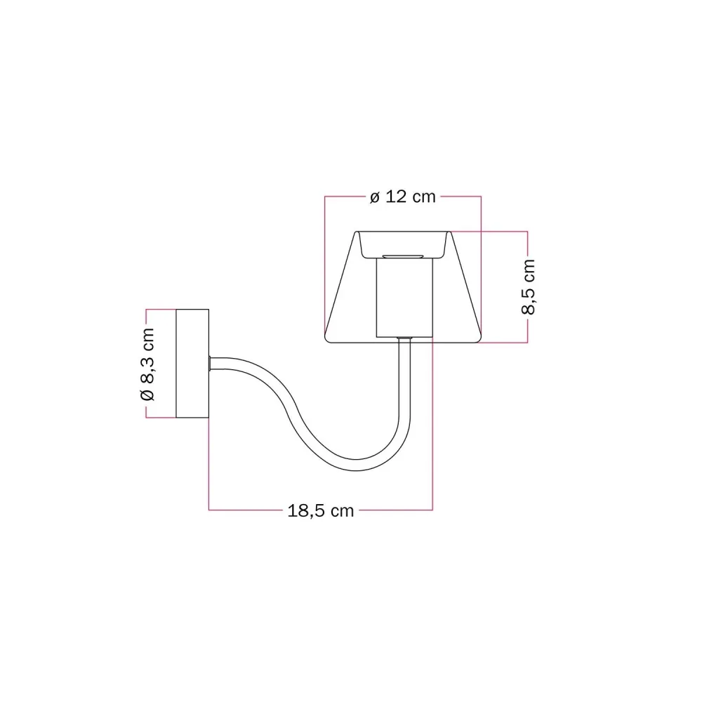 Wandlamp Fermaluce G07 met S-vormige arm - Zwart