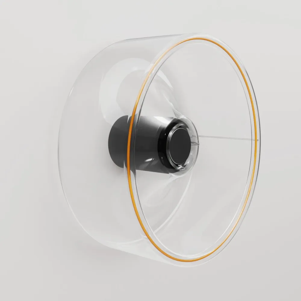 Wandlamp met Ghost lichtbron transparant - Zwart