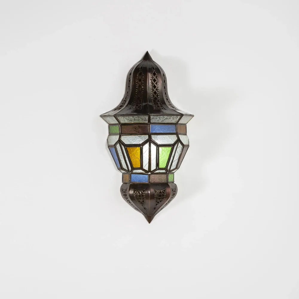 Wandlamp Mukala van Arabisch glas en smeedwerk 41x22