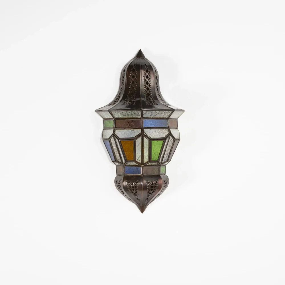 Wandlamp Mukala van Arabisch glas en smeedwerk 41x22