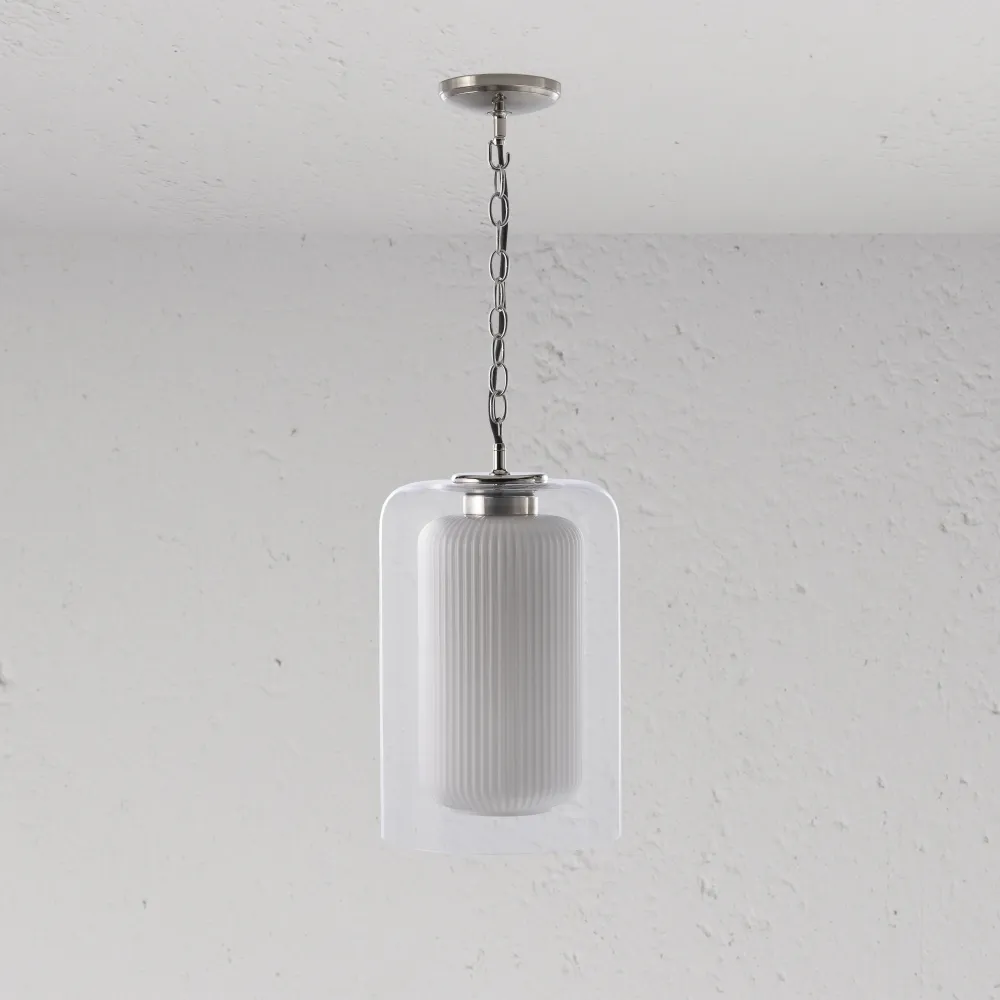 Windsor Medium Hanglamp Opaalglas - Gepolijst Nikkel