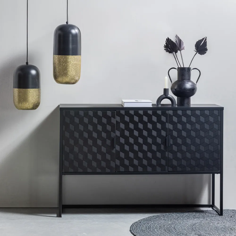 WOOOD hanglamp Tirsa - Metaal - Zwart/Brass - 46x20x20