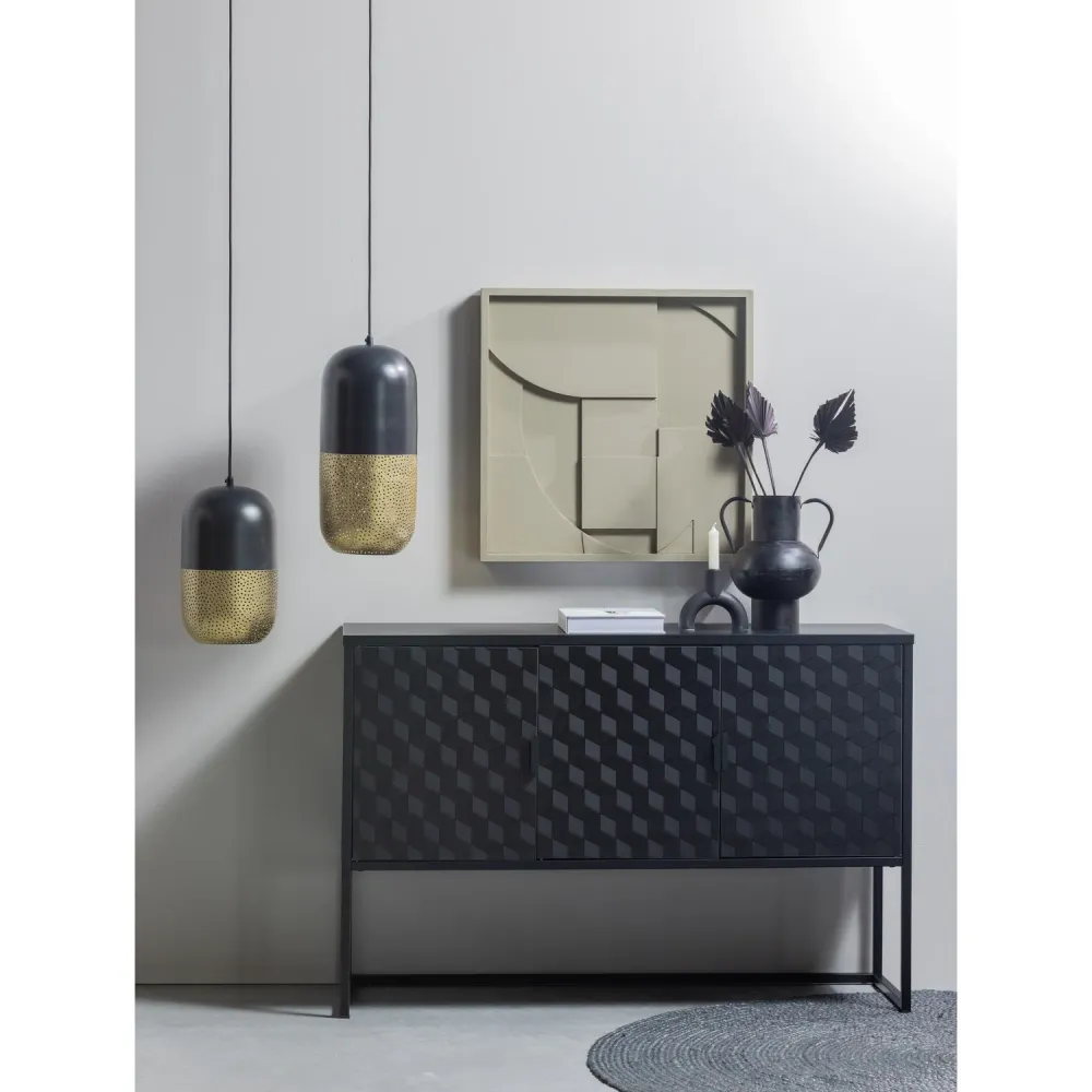 WOOOD hanglamp Tirsa - Metaal - Zwart/Brass - 46x20x20