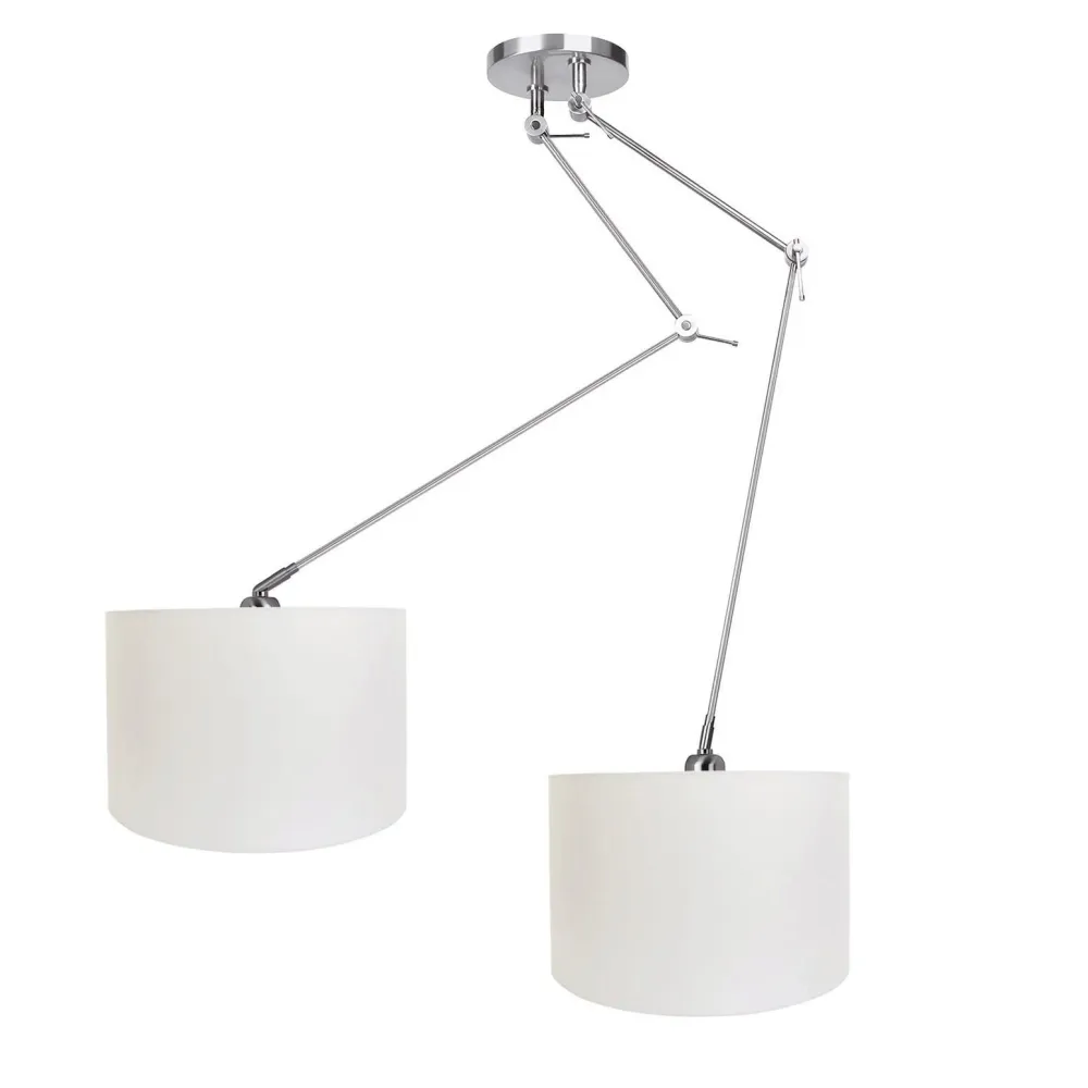Ylumen hanglamp Knik - 2 lichts - 70 x 150 cm - mat chroom wit