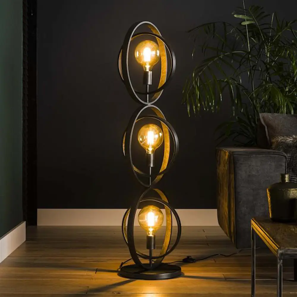 Ylumen vloerlamp Turn - 3 lichts - 40 x 124 cm - zwart