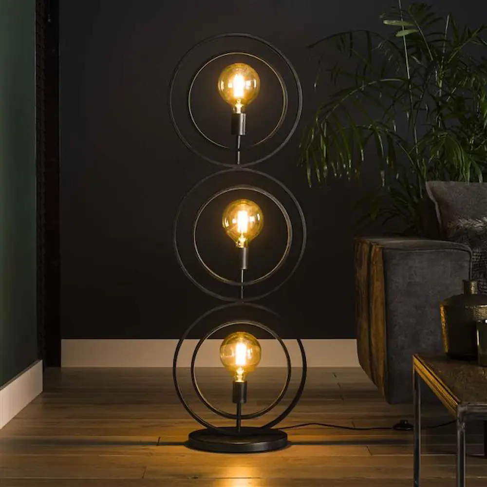 Ylumen vloerlamp Turn - 3 lichts - 40 x 124 cm - zwart