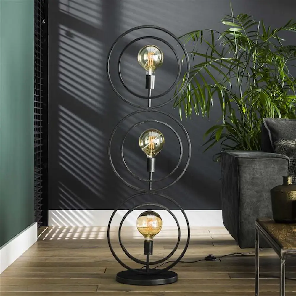 Ylumen vloerlamp Turn - 3 lichts - 40 x 124 cm - zwart