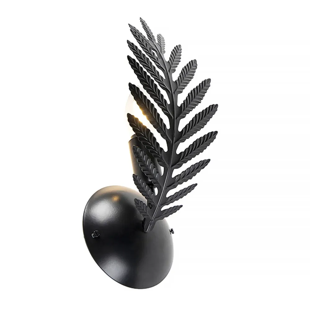 Ylumen wandlamp Palm - 1 lichts - 9.5 x 32 cm - zwart