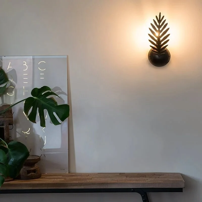 Ylumen wandlamp Palm - 1 lichts - 9.5 x 32 cm - zwart