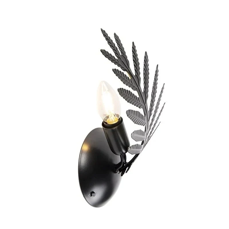 Ylumen wandlamp Palm - 1 lichts - 9.5 x 32 cm - zwart