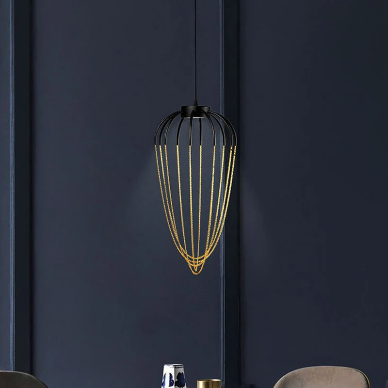 19"/21" W Caged Kitchen hangende verlichtingsarmatuur Metaal 1-lichts eigentijdse hanglamp zwart en goud voor Binnen en Bu...