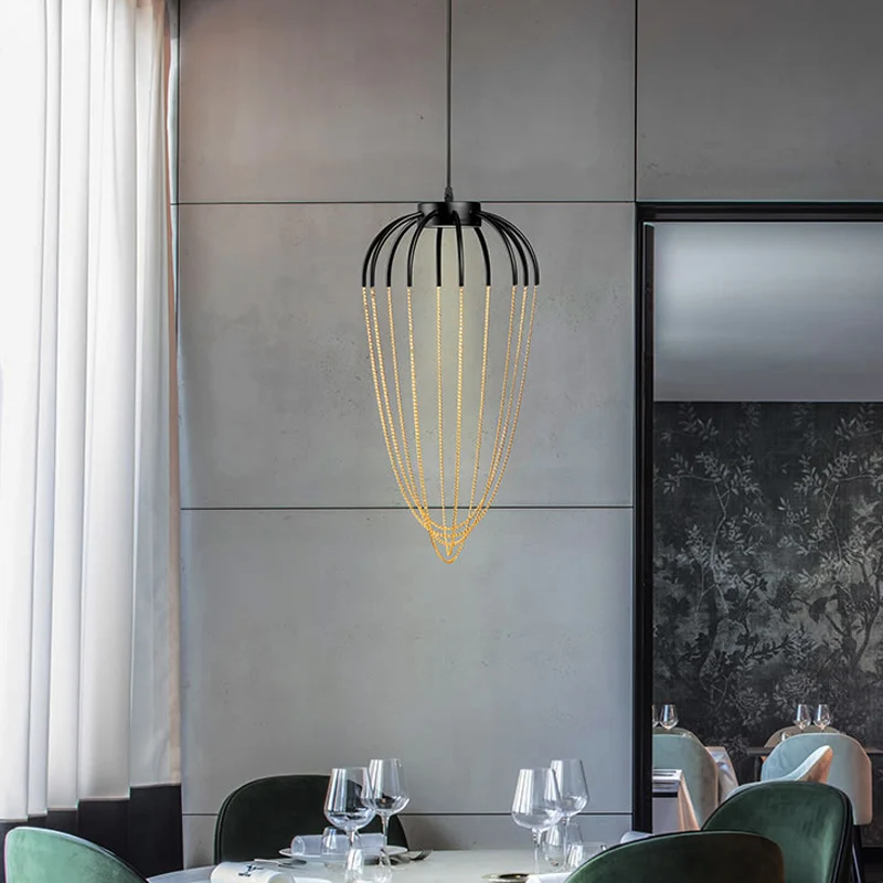 19"/21" W Caged Kitchen hangende verlichtingsarmatuur Metaal 1-lichts eigentijdse hanglamp zwart en goud voor Binnen en Bu...