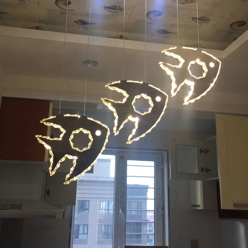 Chromen viscluster hanglamp modernisme LED-kristal hangende verlichtingsarmatuur warm/wit helder