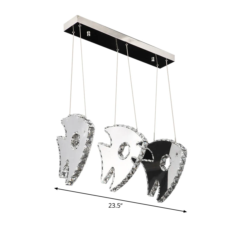 Chromen viscluster hanglamp modernisme LED-kristal hangende verlichtingsarmatuur warm/wit helder
