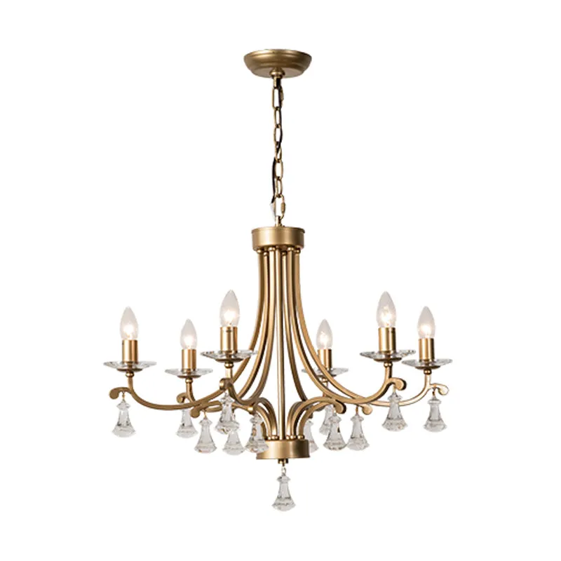 Messing bochtige kroonluchter hanglamp landelijk kristal 6/9 lichten woonkamer ophanging verlichtingsarmatuur met CE-Keurmerk