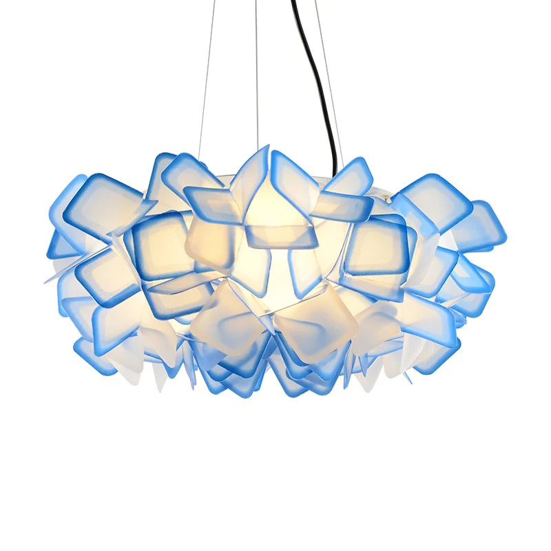 Met de hand bewerkte bloeiende LED-kroonluchter moderne stijlvolle acryl blauw/paars hangende verlichtingsarmatuur, 21"/31...
