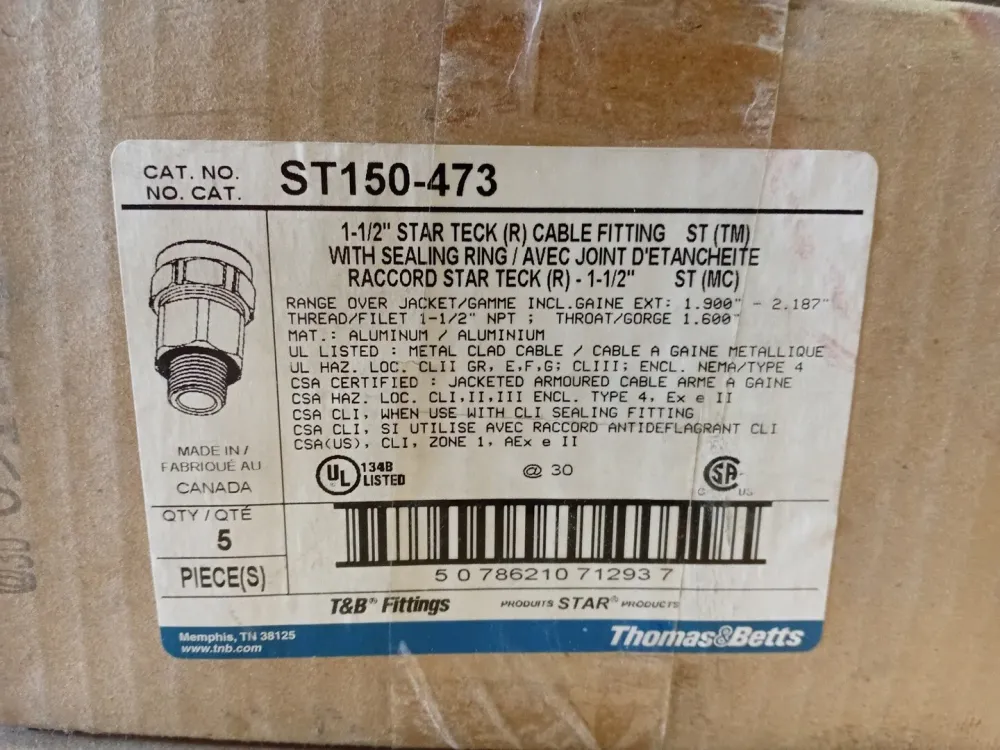 1-1/2" Star Teck Jacketed Metal-Clad Cable Fitting ST150-473 (Box 5)