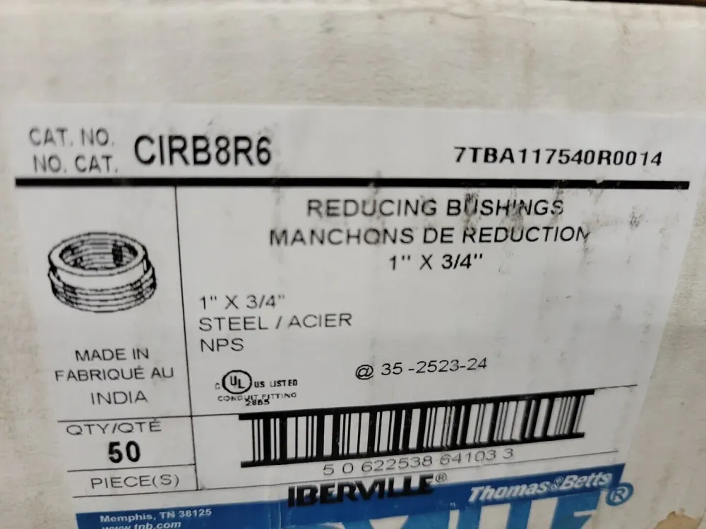 1" x 3/4" Reducing Bushing CIRB8R6 (Box 50)