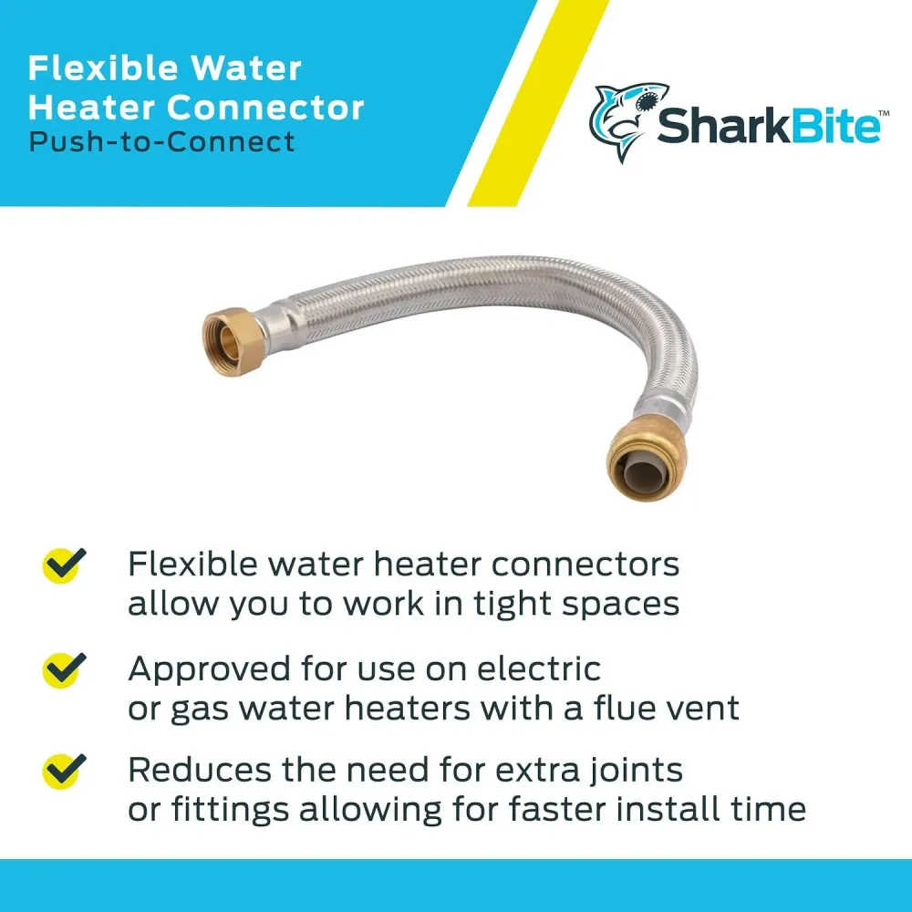 SharkBite 3/4 . x 3/4 . FIP Stainless Staal Braided Flexible Water Heater Connector (15 . Length) met Keuringscertificaat