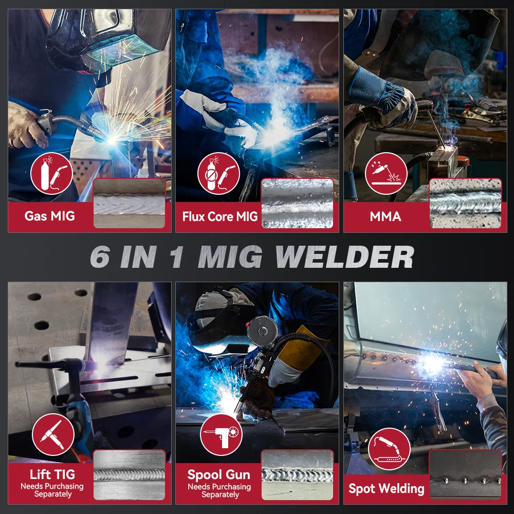 Arccaptain MIG165 Pro Duaal Voltage Gas and Gasless MIG Welder
