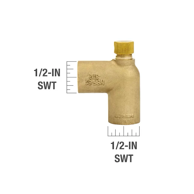 Streamline 1/2- SWT x 1/2- SWT Cast Geel koper 90-Degree Elbow w/Drain