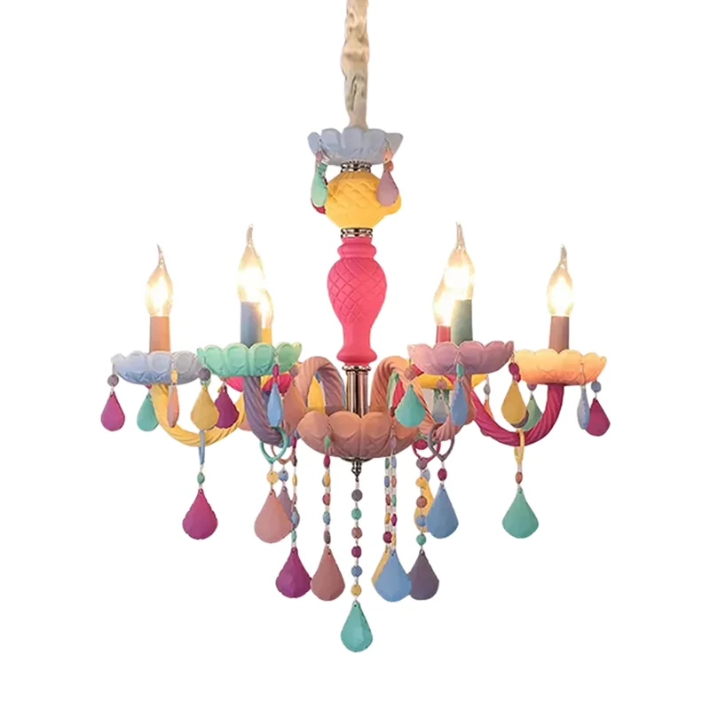IP44 Waterdichte Kinderkaarsenkroonluchter met kristallen decoratie, meerkleurig hanglicht voor de kleuterschool