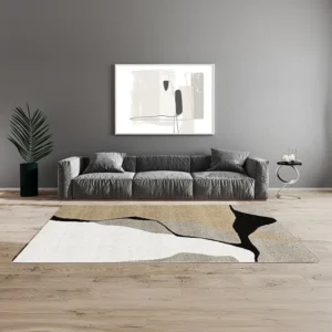 Abstract design-tapijt 160 x 230 cm. Natuurtint, taupegrijs en wit BRADILI