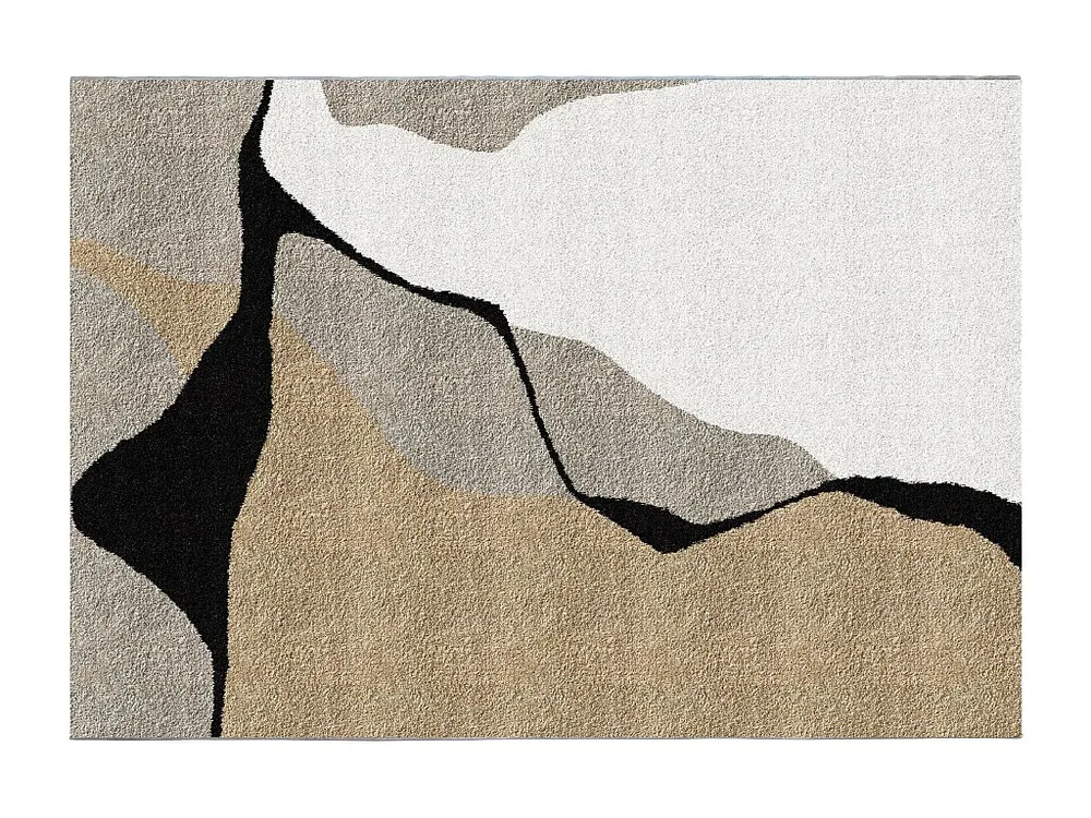 Abstract design-tapijt 160 x 230 cm. Natuurtint, taupegrijs en wit BRADILI