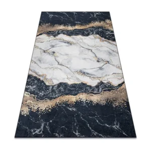 ANDRE 1124 tapijt wasbaar marmer antislip - zwart 120x170 cm