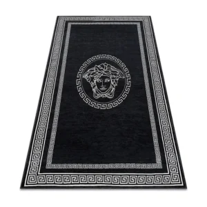 ANDRE 2031 tapijt wasbaar Kader grieks kwallen antislip - zwart / witr 120x170 cm