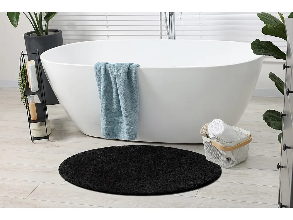 Badkamertapijt SANTA cirkel vlak, antislip, soepel - zwart cercle 67 cm