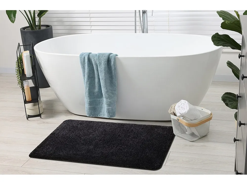 Badkamertapijt SANTA, vlak, antislip, soepel - zwart 60x100 cm