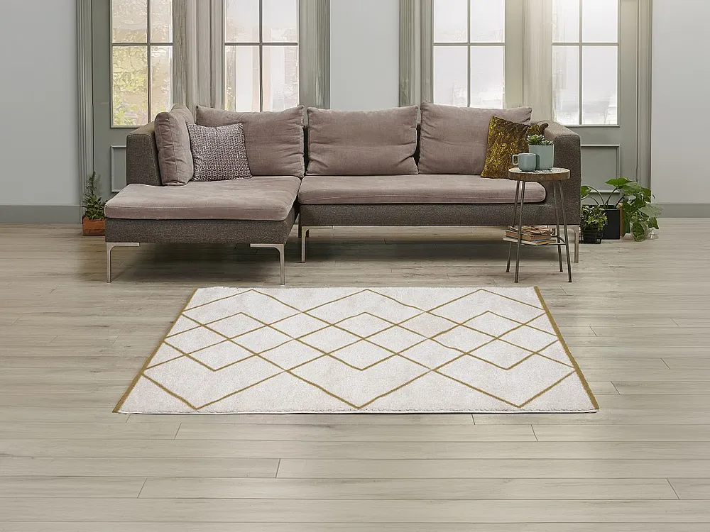 Berbers shaggy tapijt, 120 x 170 cm, wit en goudkleurig, PRYSMI