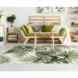 Binnen- buitentapijt met blaadjes-motief PALMO - 200x290cm - Groen - Koop nu online