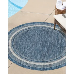 Buitenkleed - 122x122 - Blauw - Tulum Border
