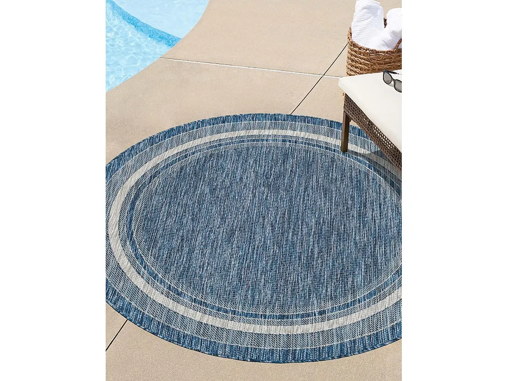 Buitenkleed - 122x122 - Blauw - Tulum Border