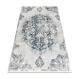 DISTIN 0820A marineblauw / blauw / wit strak tapijt - Ornament, vinta 200x290 cm