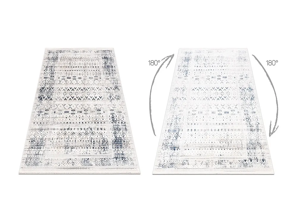 DISTIN 0833A marineblauw / blauw / wit modern tapijt - Boho, antiekstijl, 180x270 cm