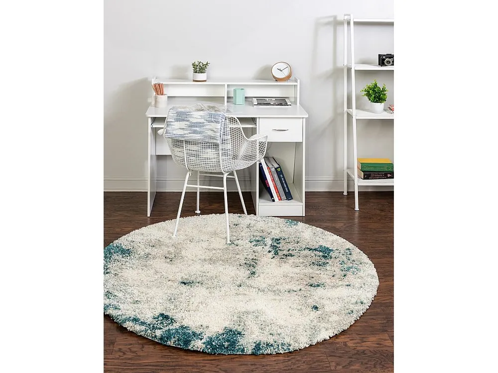 Hoogpolig tapijt 240x240 Ecru - Groen Lachen Haze