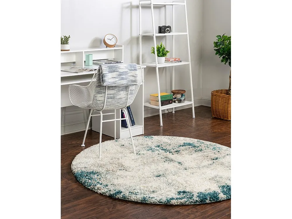 Hoogpolig tapijt 240x240 Ecru - Groen Lachen Haze